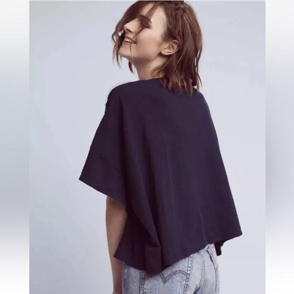 NWT Anthropologie AKEMI+KIN Navy Embroidered Darrie Top Bandana Paisley Boxy Top - Picture 2 of 10